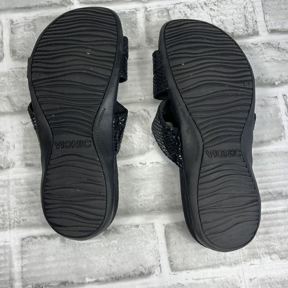 Vionic Skylar Orthaheel Women's Size 7 Black Slide Buckle Comfort Sandals - Picture 7 of 12